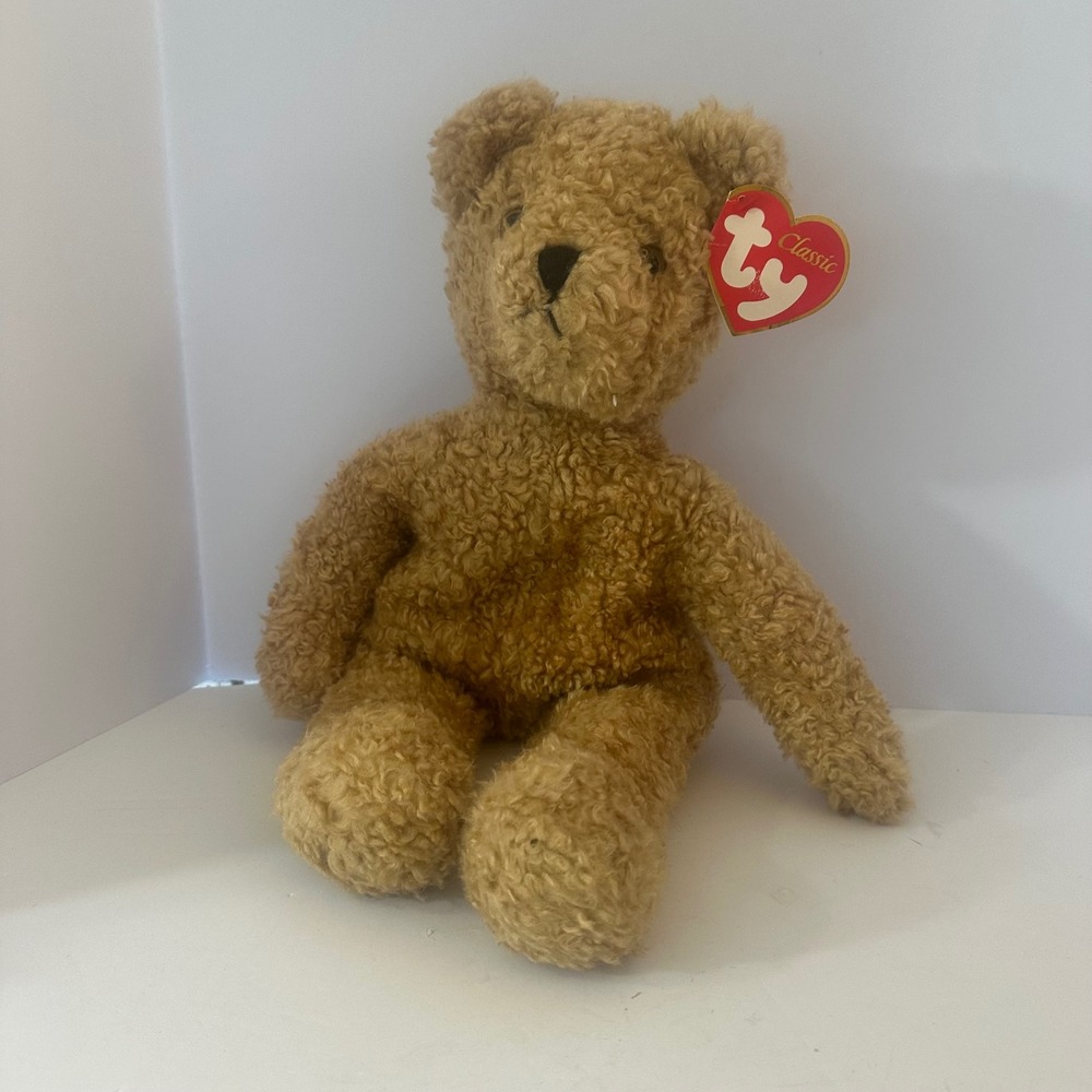 Ty Classic Curly Bear Plush Tan Sherpa Vintage 1990 Collectible Stuffed Animal
